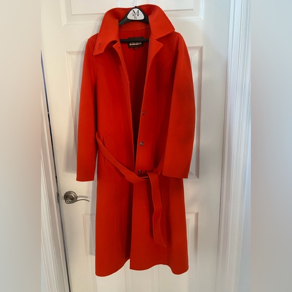 NWOT Orange 100% wool midi coat US sz 4 - Picture 6 of 6